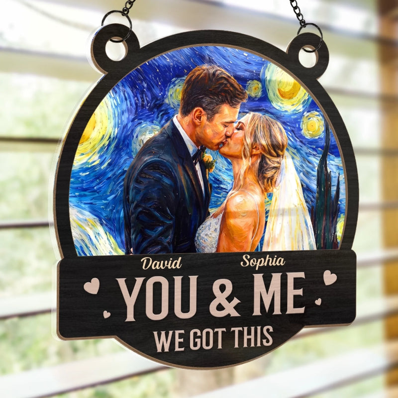Custom Photo Window Hanging Suncatcher Ornament - Personalized Anniversary Wedding Gifts For Husband And Wife, Him And Her - Our Perfect Night