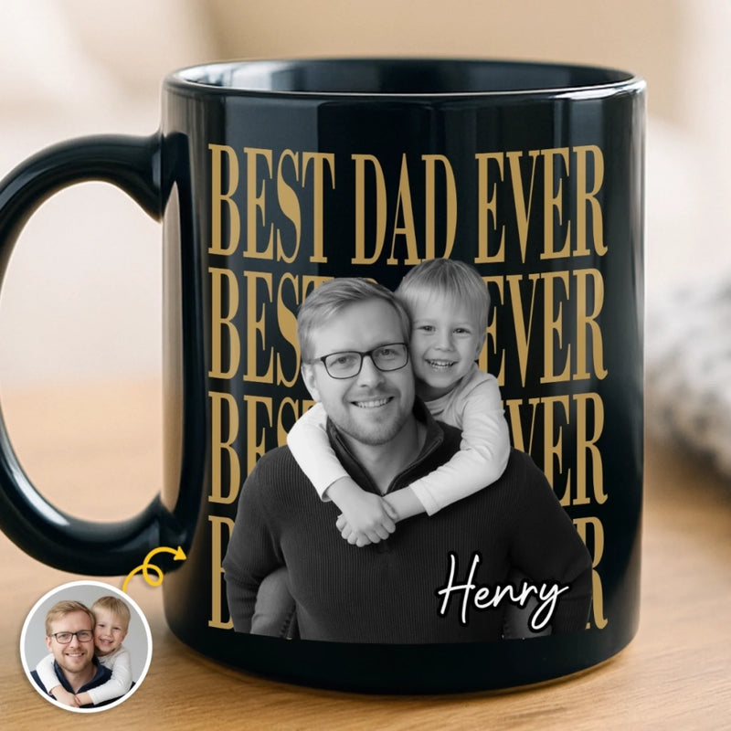 Custom Photo Black Mug - Personalized Father's Day Gifts For Dad, Grandpa - The Man, The Myth