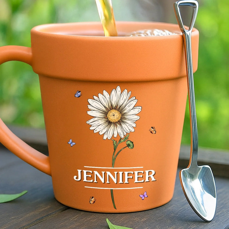 Custom Plant Pot Ceramic Mug - Personalized Birthday Garden Gifts For Gardeners - Daily Dose Of Sunshine