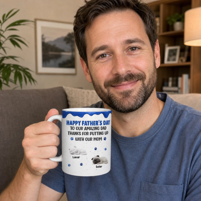 Custom 3D Inflated Effect Printed Mug - Personalized Father's Day Gifts For Dog Cat Lovers, Dog Dad And Mom, Cat Owners - Best Dad, Tough Job
