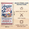 Custom Beach Towel - Personalized America 250th Anniversary, Summer Vacation And Travel Gifts For Mom, Dad, Brother, Sister, Kids - Born Free, Beach Bound
