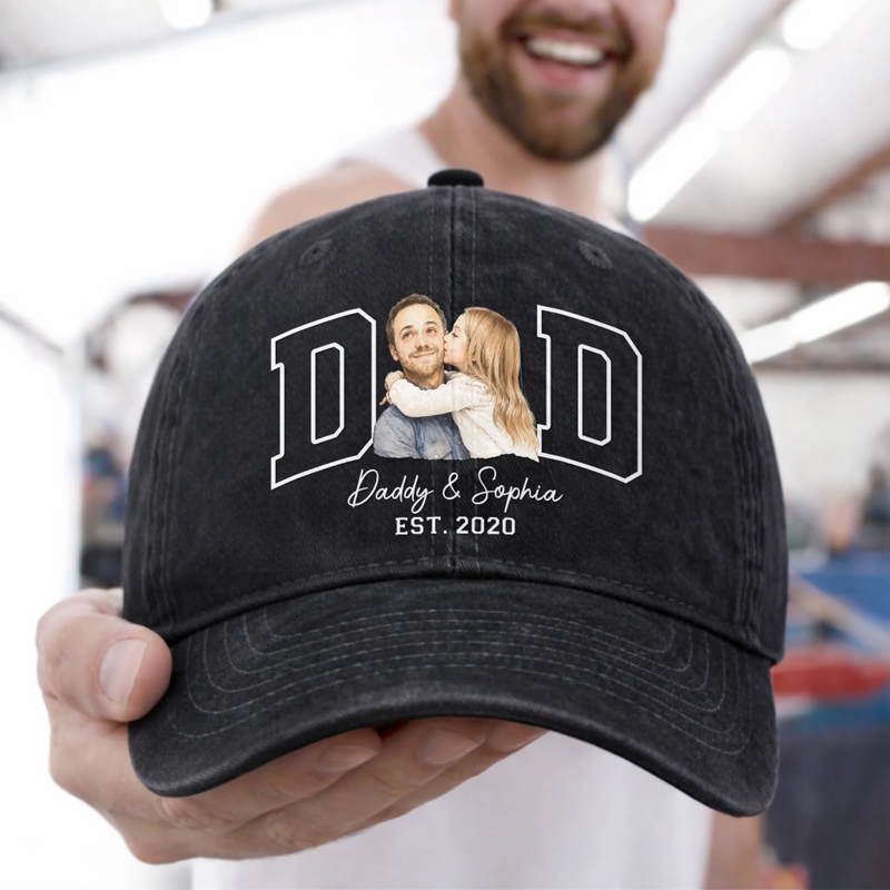 Custom Photo Vintage Washed Denim Baseball Cap - Personalized Mother's Day, Father's Day Gifts For Mom, Grandma, Dad, Grandpa - Together We Have It All