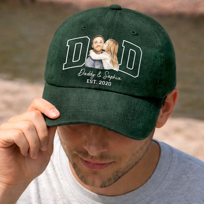 Custom Photo Vintage Washed Denim Baseball Cap - Personalized Mother's Day, Father's Day Gifts For Mom, Grandma, Dad, Grandpa - Together We Have It All