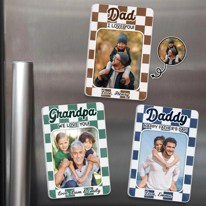 Custom Photo Acrylic Fridge Magnet - Personalized Father's Day Birthday Gifts For Dad, Grandpa - The Heart Of The Family