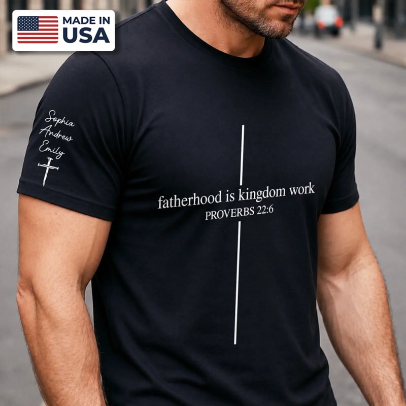Custom Unisex T-Shirt With Design On Sleeve - Personalized Father's Day Birthday Gifts For Dad, Grandpa - Forever My Hero