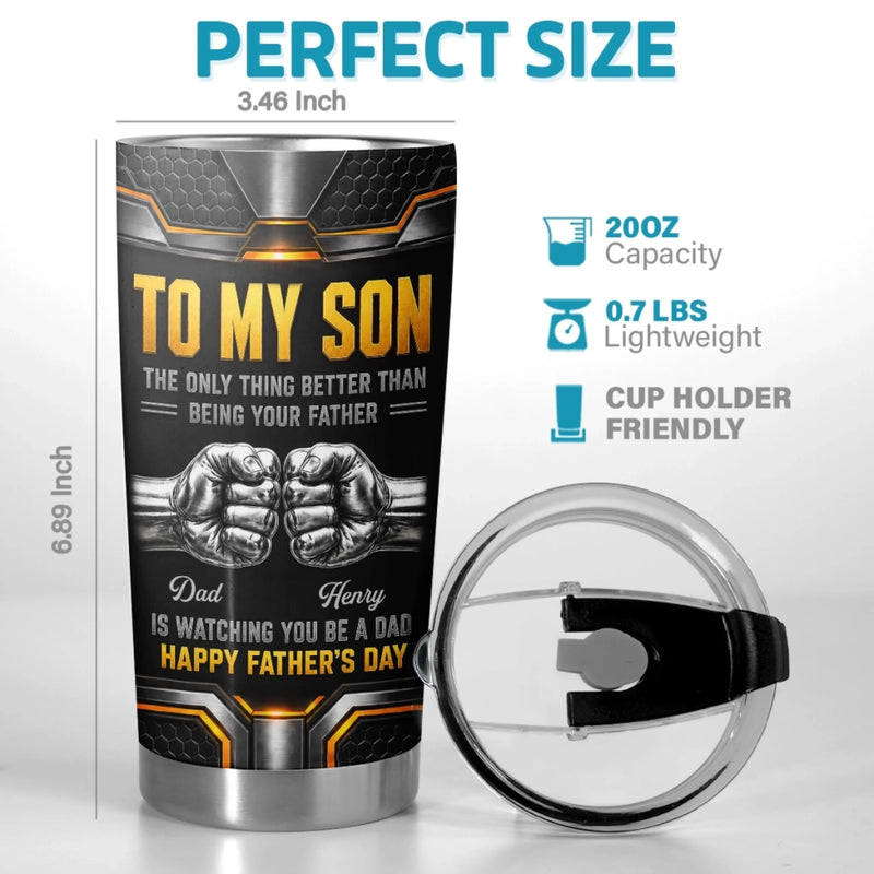 Custom Tumbler - Personalized Father's Day Birthday Gifts For Son - Strong Kind And Brave Always