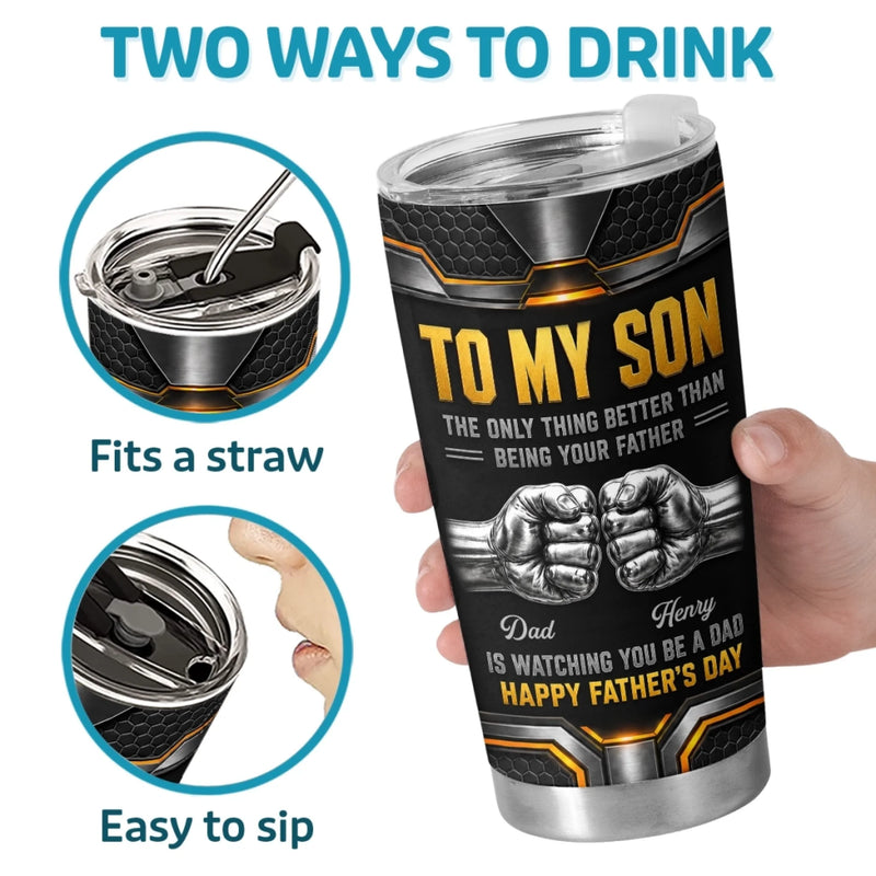 Custom Tumbler - Personalized Father's Day Birthday Gifts For Son - Strong Kind And Brave Always