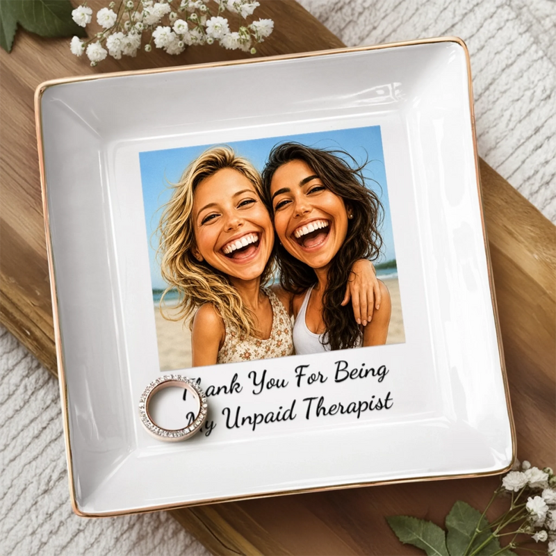 Custom Photo Funny Caricature Jewelry Dish - Personalized Best Friend Birthday Gifts For Women, Besties, Sisters, BFF - My Favorite Weirdo