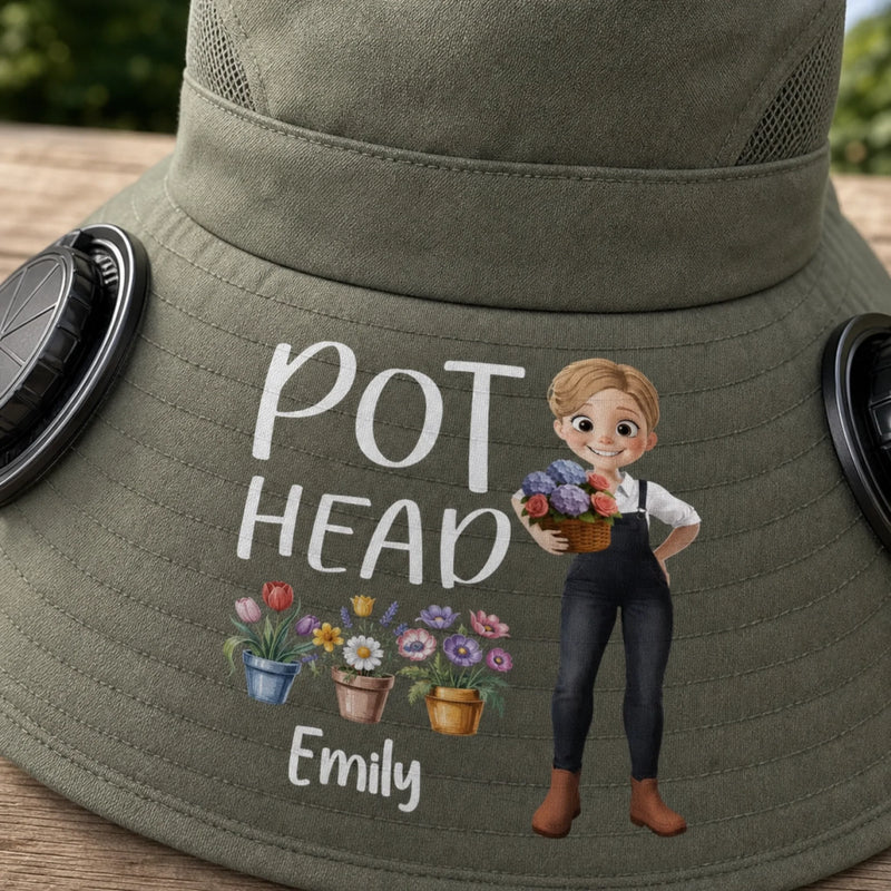Custom Hat With Fans Solar Power - Personalized Garden Gifts For Gardeners - Let Her Garden Grow