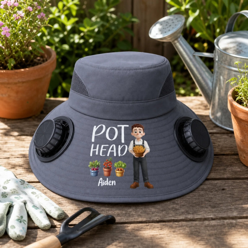 Custom Hat With Fans Solar Power - Personalized Garden Gifts For Gardeners - Let Her Garden Grow