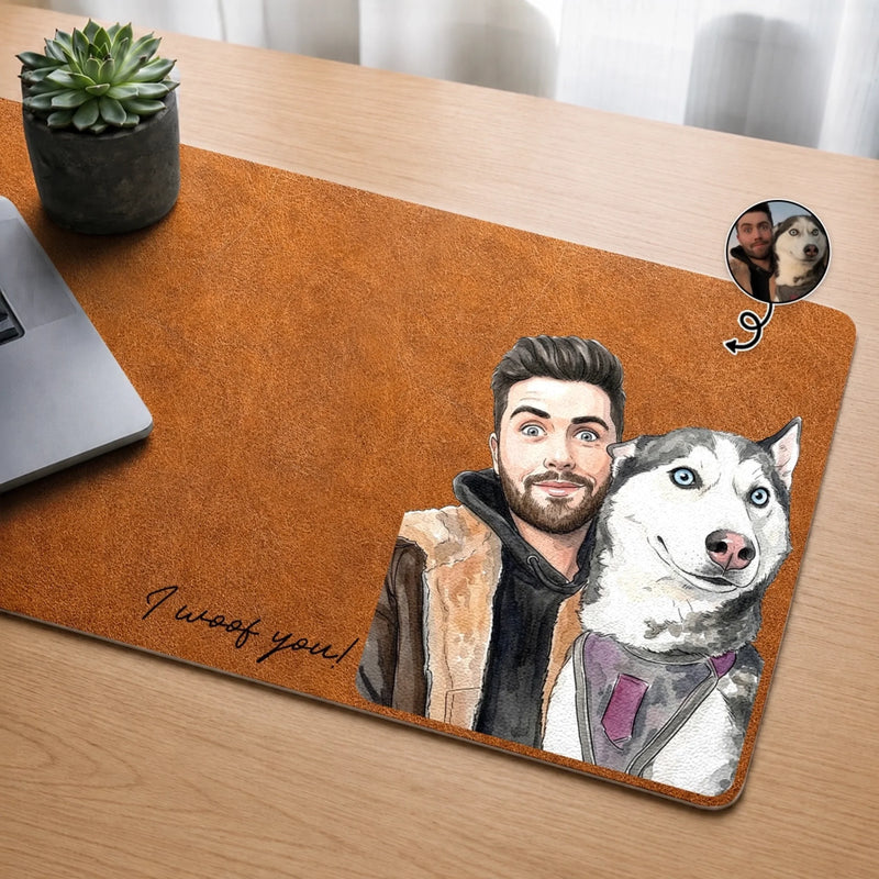 Custom Photo Desk Mat - Personalized Father's Day Birthday Gifts For Dog Cat Lovers, Dog Dad And Mom, Cat Owners - Whiskers Make Work Better