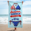 Custom Beach Towel - Personalized America 250th Anniversary, Summer Vacation And Travel Gifts For Best Friends, Family - Stars Stripes Sunshine