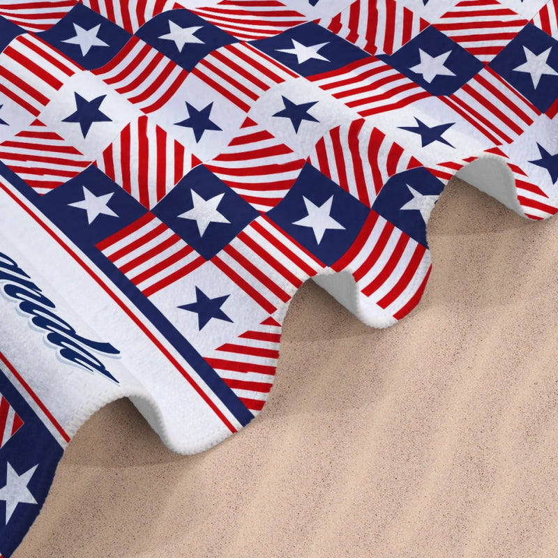 Custom Beach Towel - Personalized America 250th Anniversary, Summer Vacation And Travel Gifts For Best Friends, Family - Summer Vibes USA Edition
