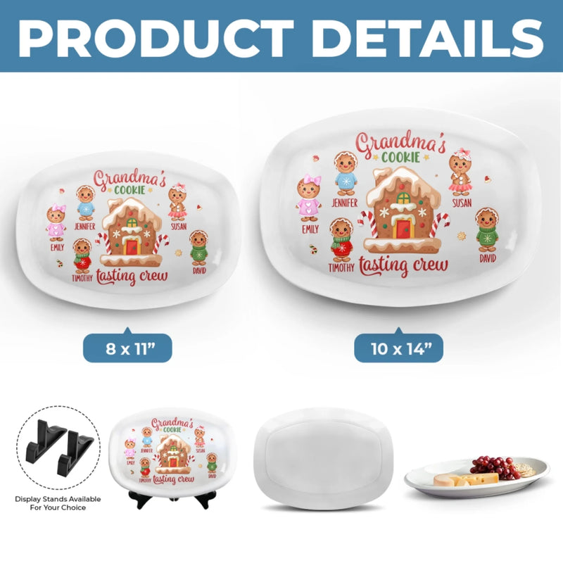 Grandma's Cookie Tasting Crew - Family Personalized Custom Platter - Christmas Gift For Mom, Grandma