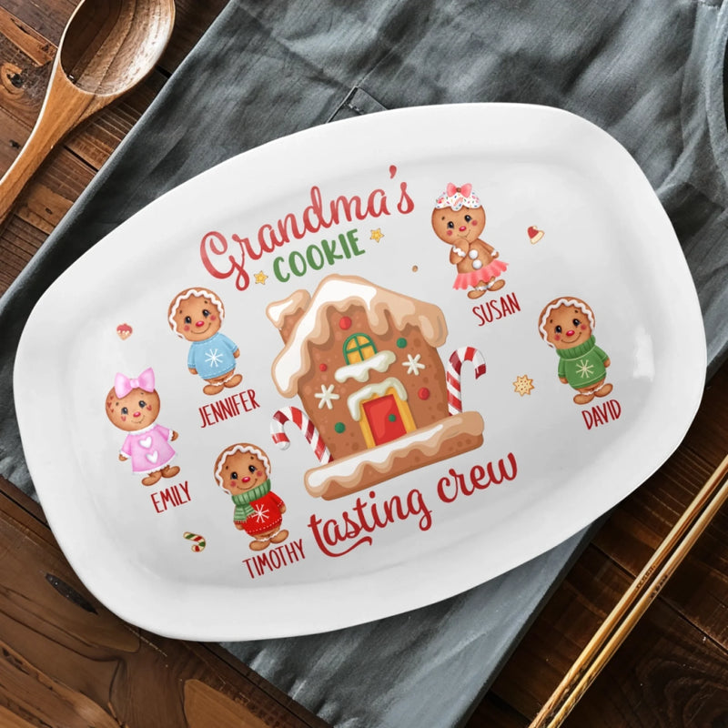 Grandma's Cookie Tasting Crew - Family Personalized Custom Platter - Christmas Gift For Mom, Grandma
