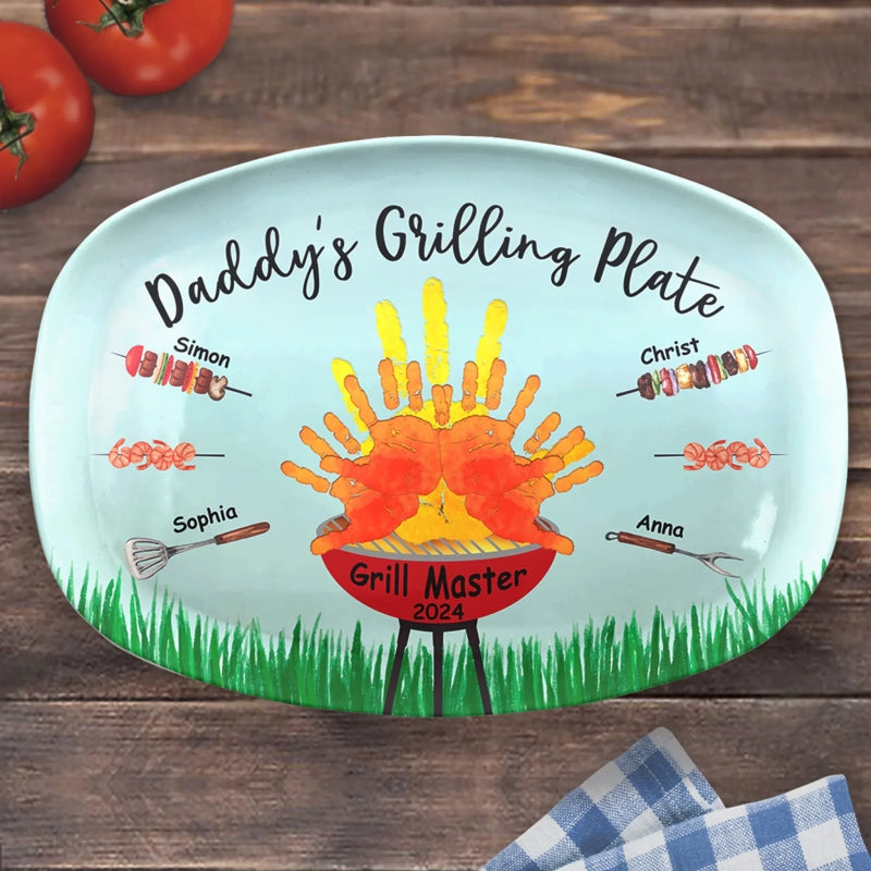 Custom Name Grill Master Gifts for Dad - Personalized Platter