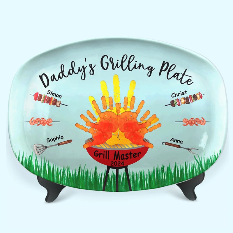 Custom Name Grill Master Gifts for Dad - Personalized Platter