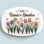 Custom Name Flower Garden Gifts for Nana - Personalized Platter