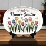 Custom Name Flower Garden Gifts for Nana - Personalized Platter