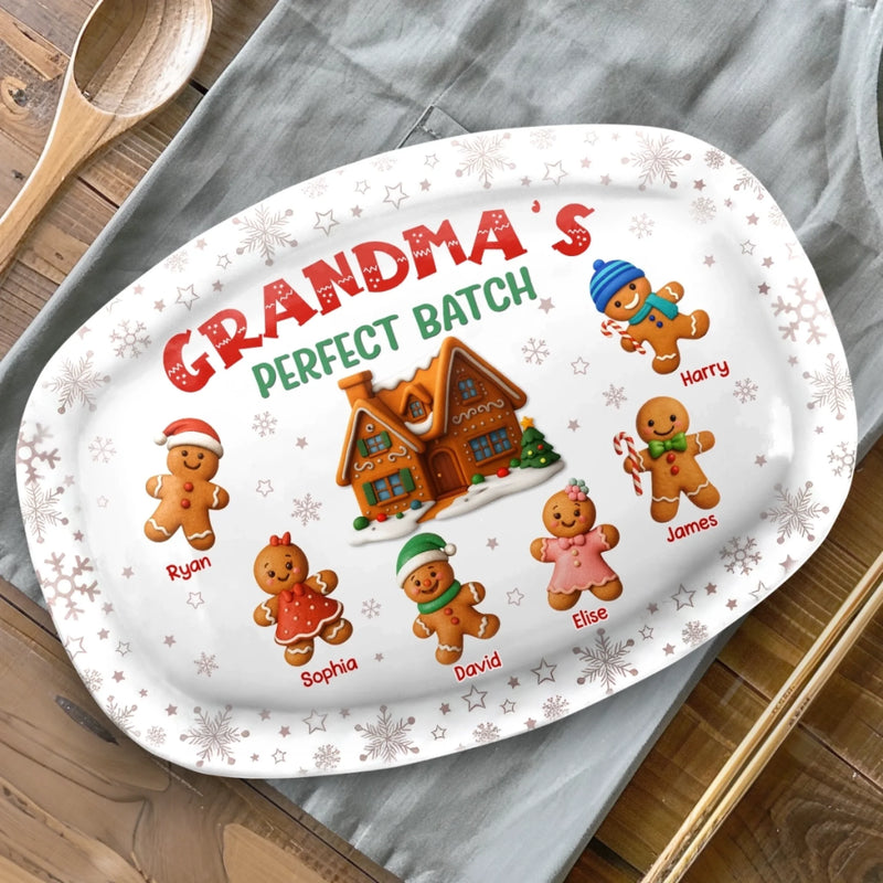 Custom Name Christmas Gingerbread Gifts for Grandma - Personalized Platter
