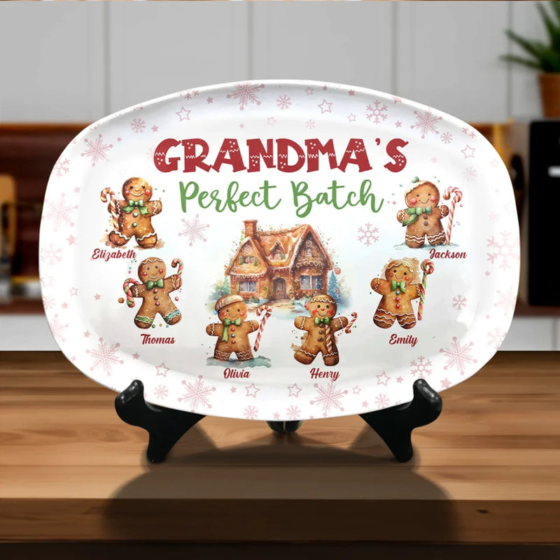Grandchildren Are Like Gingerbread Cookies, Sweet And Made With Love - Family Personalized Custom Platter - Christmas Gift For Mom, Grandma