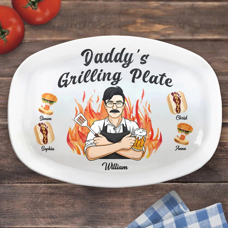 Custom Name Grilling Gifts for Dad - Personalized Platter