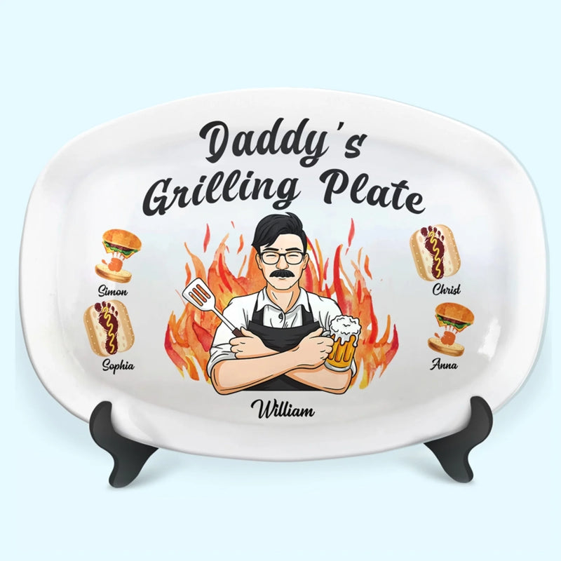 Custom Name Grilling Gifts for Dad - Personalized Platter