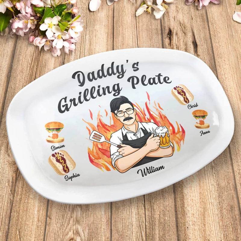 Custom Name Grilling Gifts for Dad - Personalized Platter