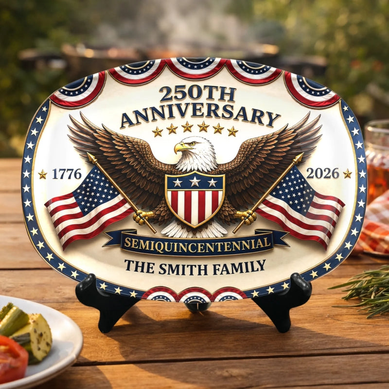 Custom Platter - Personalized America 250th Anniversary Gifts For Mom, Dad, Brother, Sister, Kids - Liberty Laughter Love