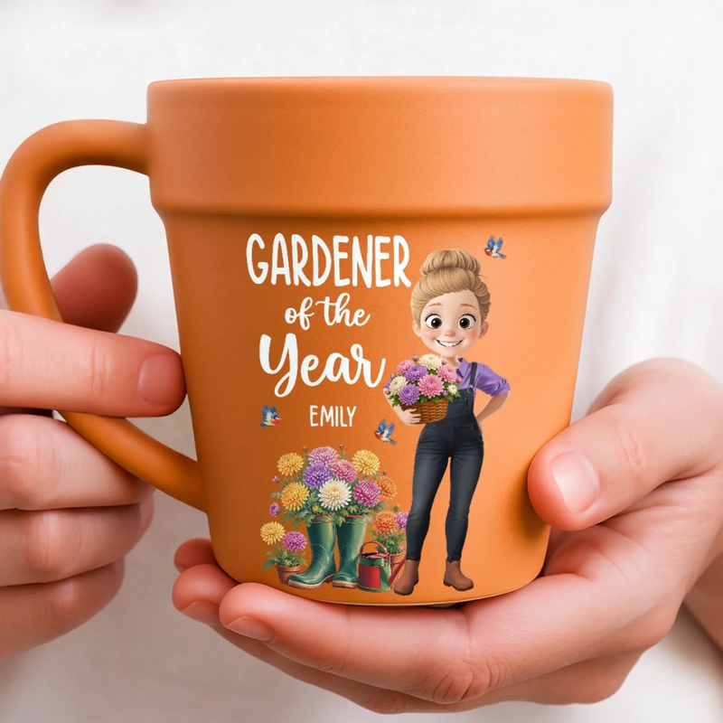 Custom Plant Pot Ceramic Mug - Personalized Birthday Garden Gifts For Gardeners - Queen Of The Green