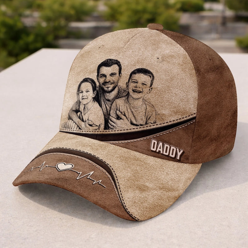 Custom Photo Cap - Personalized Father's Day Birthday Gifts For Dad, Grandpa - Family First Always