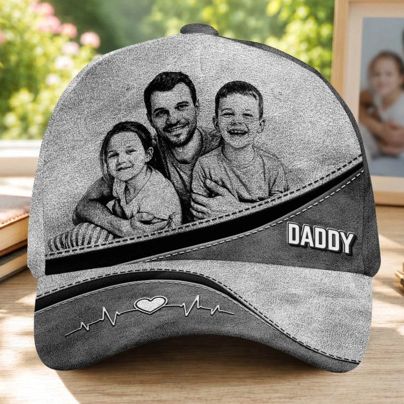 Custom Photo Cap - Personalized Father's Day Birthday Gifts For Dad, Grandpa - Family First Always