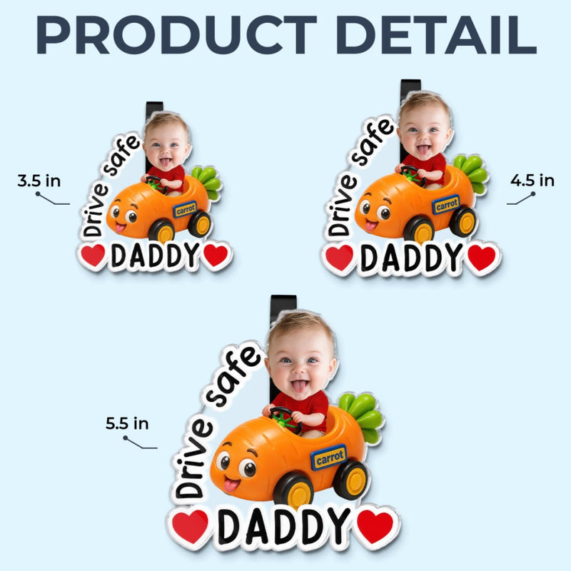 Custom Photo Acrylic Car Visor Clip - Personalized Father's Day Gifts For Dad, Grandpa - Buckled Up With Love