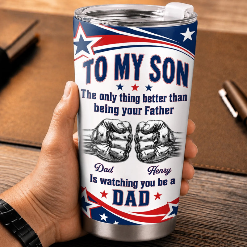Custom Tumbler - Personalized Father's Day Birthday Gifts For Son - Built Tough Loved Forever
