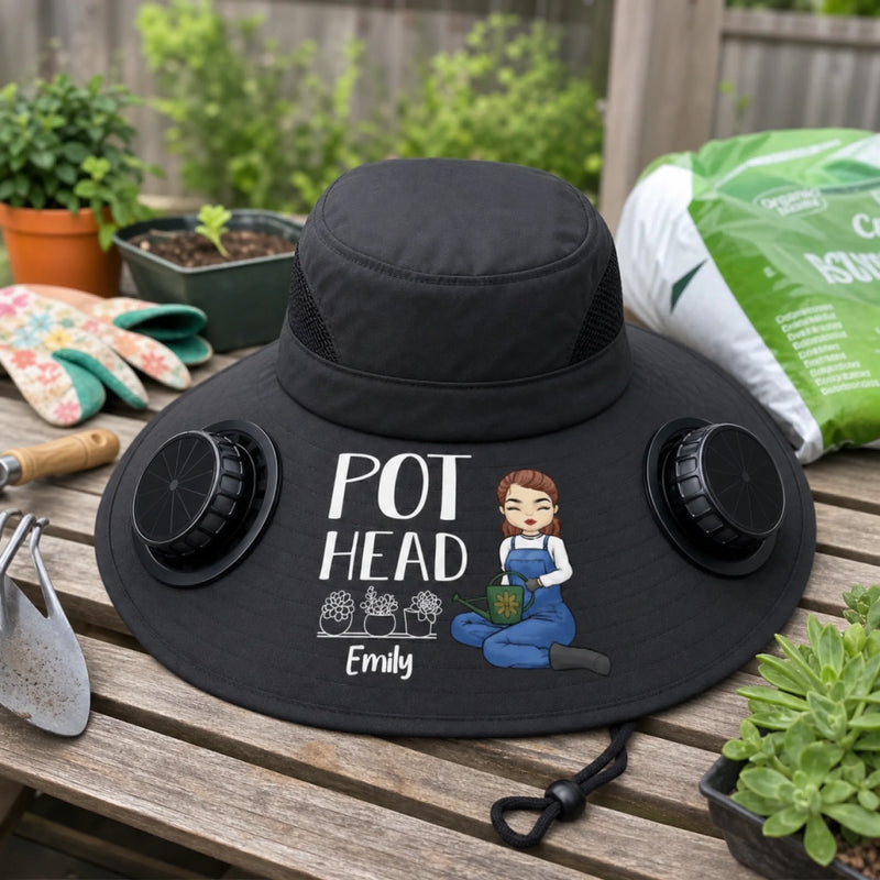 Custom Hat With Fans Solar Power - Personalized Garden Gifts For Gardeners - Crazy Plant Lady Vibes