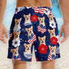 Custom Photo Tropical Hawaiian Aloha Men Beach Shorts - Personalized Summer Vacation And Travel Gifts For Dog Cat Lovers, Dog Dad And Mom, Cat Owners - Patriotic Pups All Summer Long