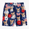 Custom Photo Tropical Hawaiian Aloha Men Beach Shorts - Personalized Summer Vacation And Travel Gifts For Dog Cat Lovers, Dog Dad And Mom, Cat Owners - Patriotic Pups All Summer Long