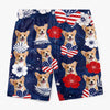 Custom Photo Tropical Hawaiian Aloha Men Beach Shorts - Personalized Summer Vacation And Travel Gifts For Dog Cat Lovers, Dog Dad And Mom, Cat Owners - Patriotic Pups All Summer Long
