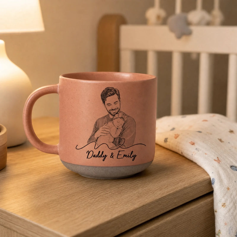 Custom Photo Printed Pottery Mug - Personalized Father's Day, Baby Shower, Gender Reveal Gifts For New Moms, New Dads, New Parents - Tiny Hands, Biggest Love