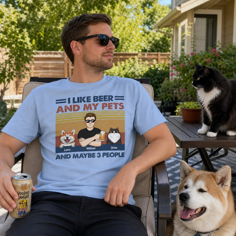 I Like Beer And My Pet - Dog & Cat Personalized Custom Unisex T-shirt, Premium T-shirt, Hoodie - Christmas Gift For Pet Owners, Pet Lovers