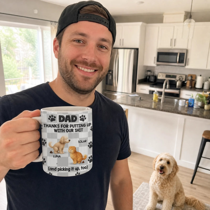 Custom Mug - Personalized Father's Day Gifts For Dog Cat Lovers, Dog Dad And Mom, Cat Owners - Paws Fill Life With Joy