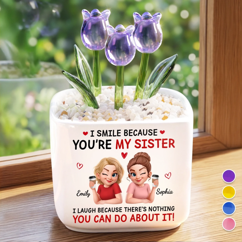 Custom Glass Everlasting Tulips - Personalized Best Friend Birthday Gifts For Women, Besties, Sisters, BFF - Stuck With Me Forever