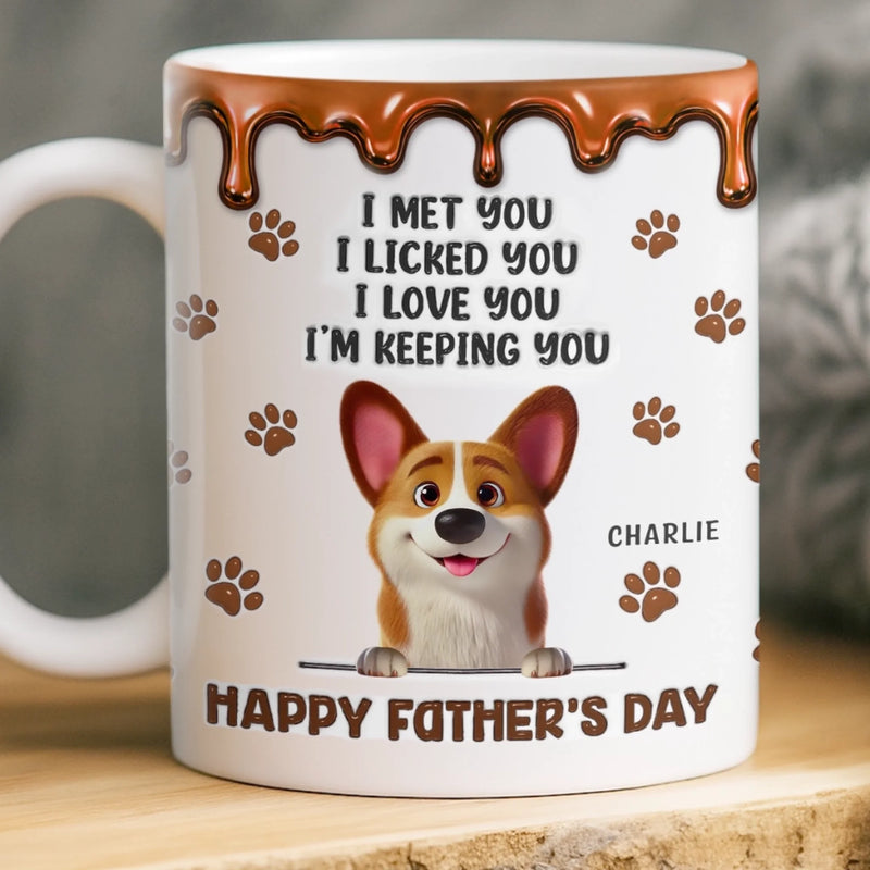 Custom 3D Inflated Effect Printed Mug - Personalized Father's Day Gifts For Dog Cat Lovers, Dog Dad And Mom, Cat Owners - Fueled By Puppy Love