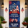 Custom Door Cover - Personalized America 250th Anniversary Gifts For Mom, Dad, Brother, Sister, Kids  - Stars Stripes Proud Hearts
