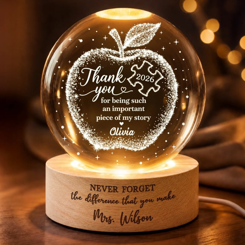 Custom Crystal Ball Night Light - Personalized  Birthday Gifts For Teachers - A Teacher’s Guiding Light