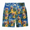 Custom Photo Tropical Hawaiian Aloha Men Beach Shorts - Personalized Summer Vacation And Travel Gifts For Dog Cat Lovers, Dog Dad And Mom, Cat Owners - Starry Nights, Puppy Days