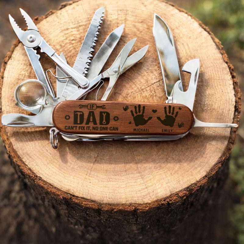 Custom 15-in-1 Pocket Multi Tool - Personalized Father's Day Birthday Gifts For Dad, Grandpa - Grandpa On Duty