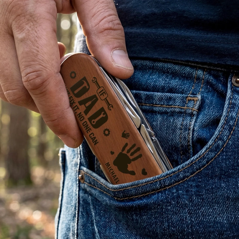 Custom 15-in-1 Pocket Multi Tool - Personalized Father's Day Birthday Gifts For Dad, Grandpa - Grandpa On Duty