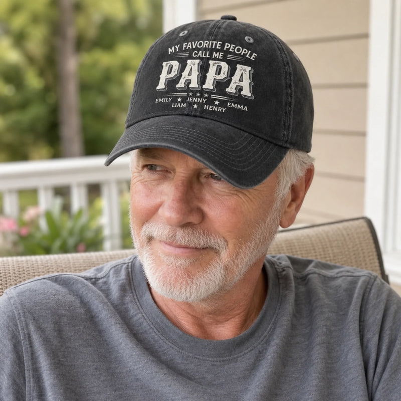 Custom Vintage Washed Denim Baseball Cap - Personalized Father's Day Birthday Gifts For Dad, Grandpa - Grandpa Never Outdated