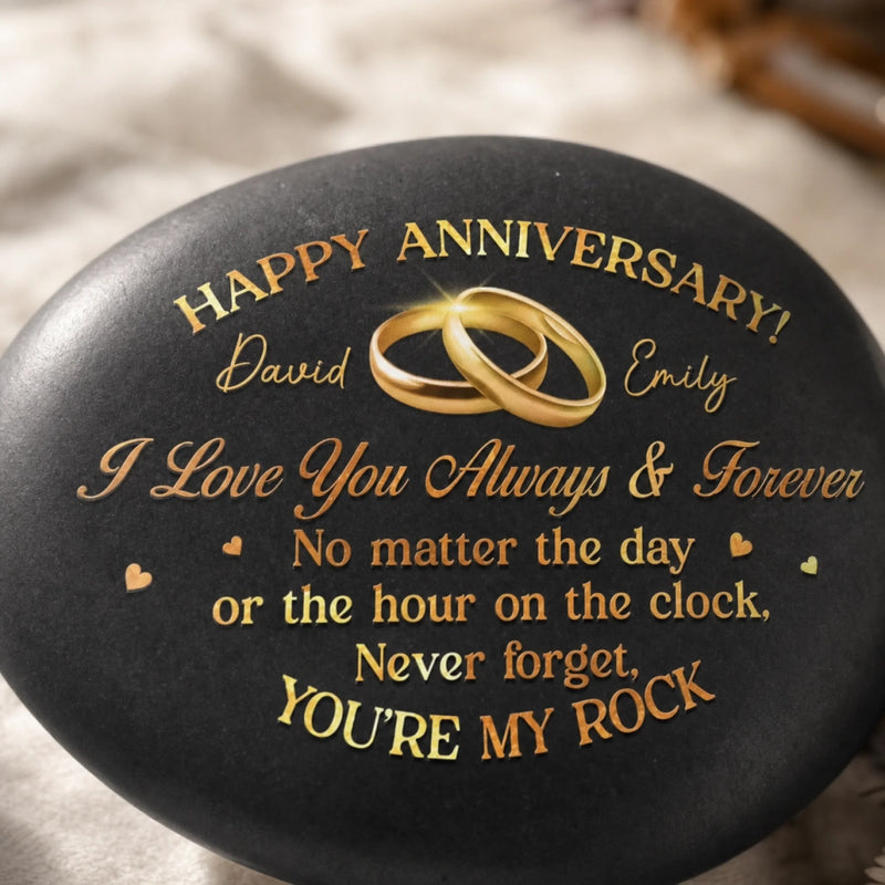 Custom Name Anniversary Gifts for Couples - Personalized UV Printed Rock
